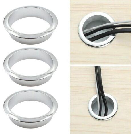 Passacavo metallico da 60 mm per scrivania – Anello decorativo per la gestione dei cavi su mobili e scrivanie, 3 pezzi (taglia unica)