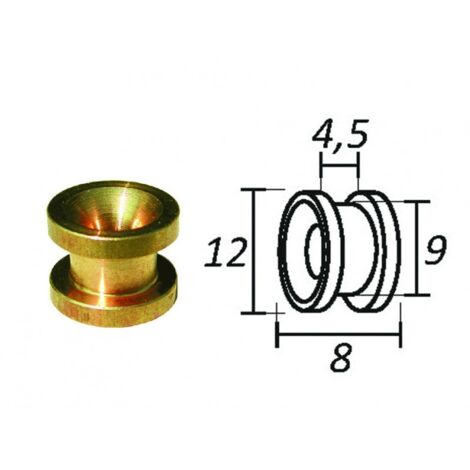 Passafilo in ottone per testine con sede - Ø mm.8, Ø esterno mm.12 - 10 pz