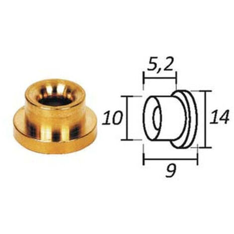 Passafilo in ottone per testine con sede - Ø mm.9, Ø esterno mm.14 - 10 pz