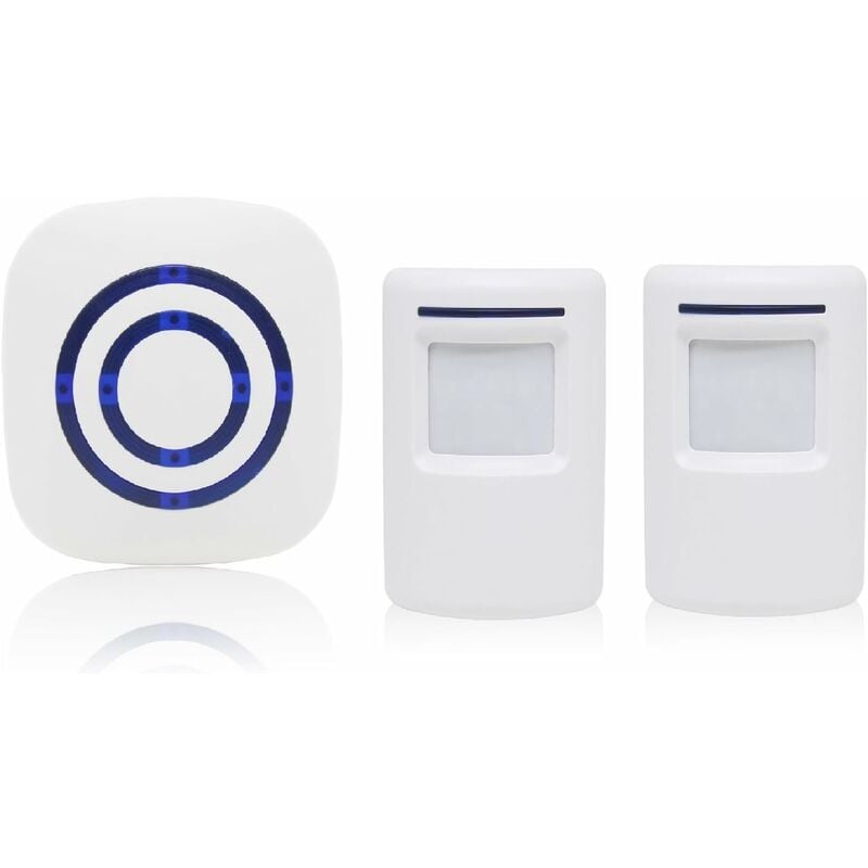 Passage alarm, shop bell wireless alarm system with motion detector access detector doorbell with 38 ringtones range up to 100 meters (2 sensors +