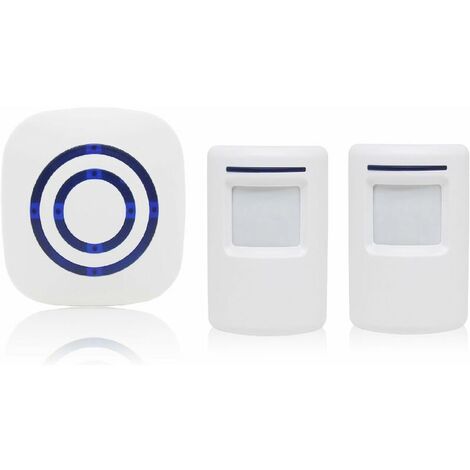 Passage alarm, shop bell wireless alarm system with motion detector access detector doorbell with 38 ringtones range up to 100 meters (2 sensors + receiver)