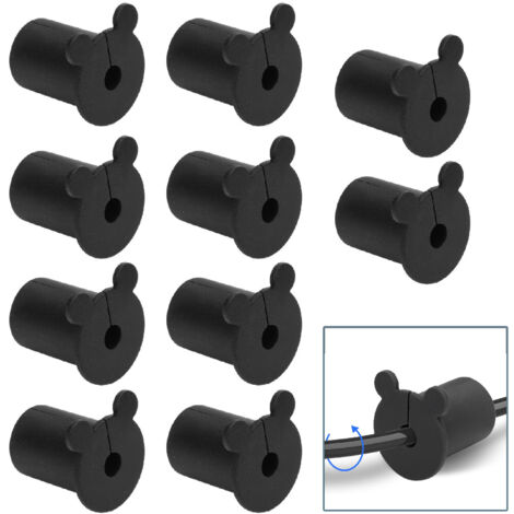 Passage pour Câble Ethernet en Silicone - 10 PCS - 25.4mm - Noir - Pour Trou de 1 Pouce - Protection Satellite