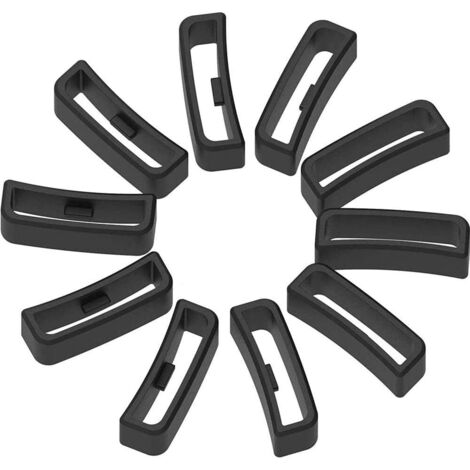 Passant Bracelet - Boucle de Sangle en Caoutchouc Remplacement,Noir,10pcs, 22mm