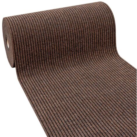 Passatoia Antiscivolo Corridoio Moquette Spessa Interno Esterno Tappeto Ingresso A Righe Marroni - 100x300 Cm