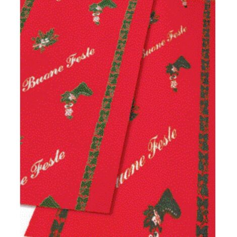 Passatoia Buone Feste H 100 Cm Fondo Rosso - 50 Ml