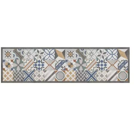passatoia in vinile "runner" fantasia "cement tiles", 180x50 cm