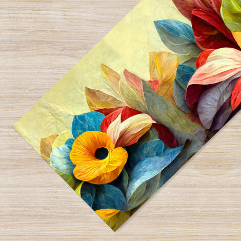 Passatoia Multiuso Lavabile in Lavatrice diverse fantasie Fiori Acquarello - 50x150 cm