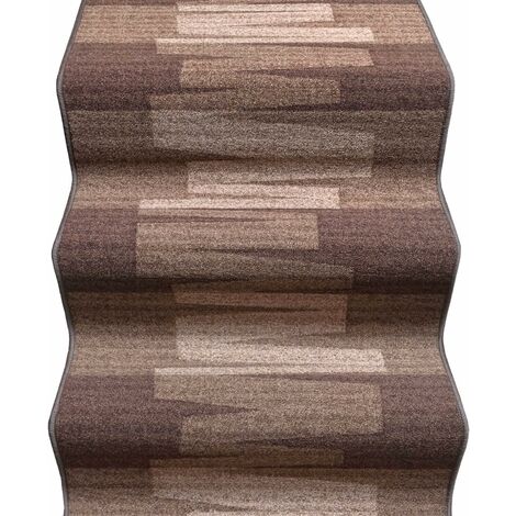 Passatoia Scala Bordata Ingresso Corridoio Tappeto Cucina Gradini 100% Made In Italy Zig Zag Marrone - 67x260 cm