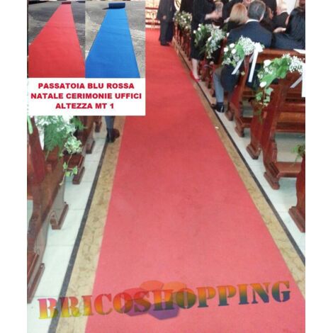 Passatoia Tappeto Rosso Blu Natale Natalizio Cerimonie Matrimonio Fuoriporta 1mt - Colore: Blu