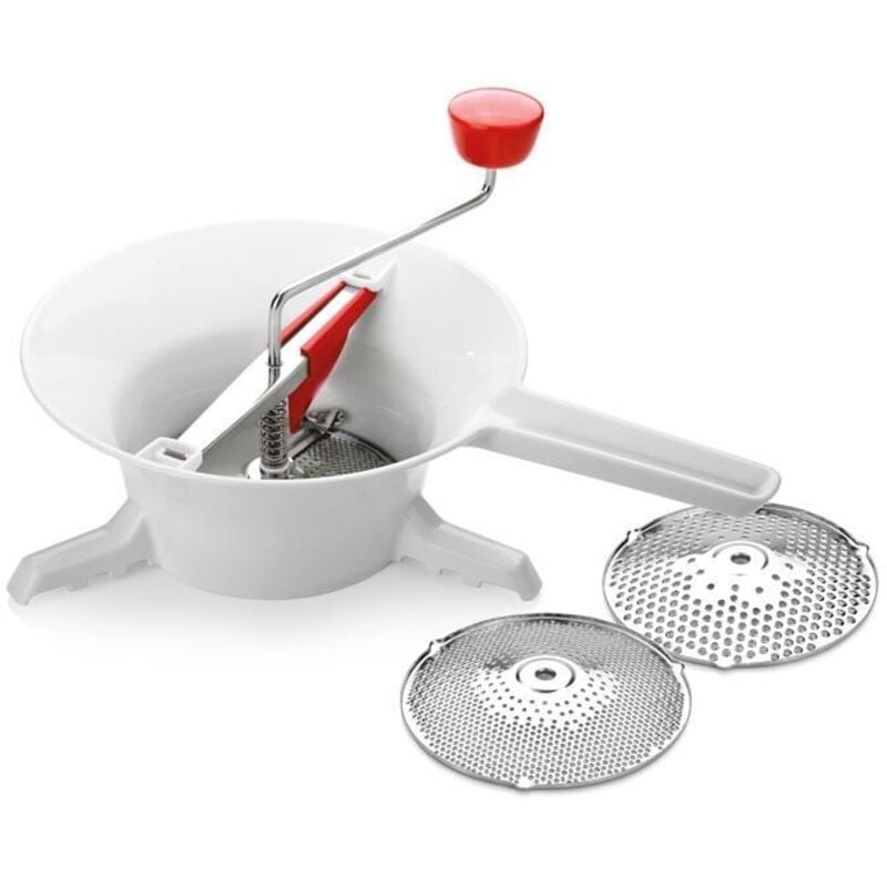 Moulin à légumes Handy Ø16-26cm en acier inoxydable et plastique blanc (comprend une grande palette et 2 disques)
