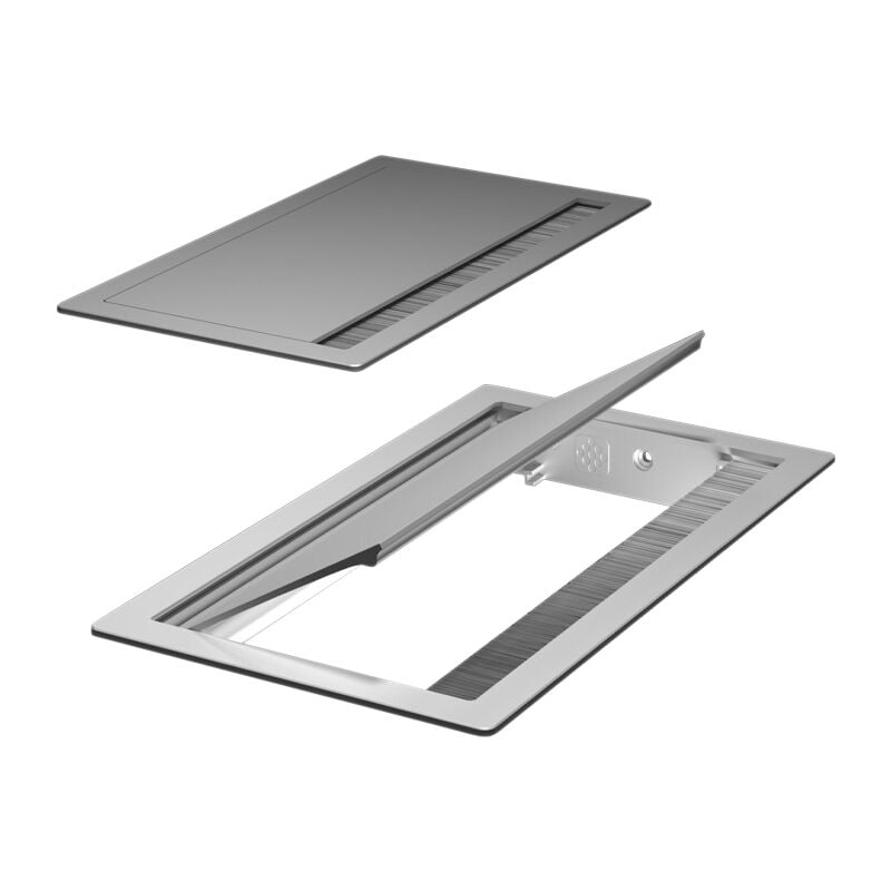ASA - Passe câble avec brosse d'étanchéité - Décor : Anodisé/argenté - Encastrement : 251,5 x 140,5 mm - Epaisseur : 25 mm - Largeur : 148 mm