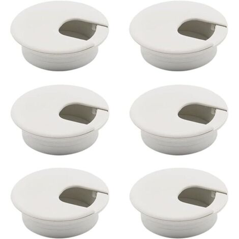 Passe Cable Bureau 6 Pièces Passe Cable Blanc Passe Câbles Ronds Encastrables Couvercle de Trou de Câble Oeillet de Bureau Câble de Bureau Oeillet Passe-Câbles Blanc