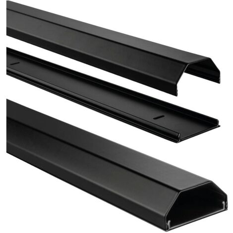 Passe-câble en aluminium noir 1100 x 50 x 26 mm – Capacité 8 câbles – Montage mural ou auto-adhésif – Design élégant pour intégration discrète – Hama