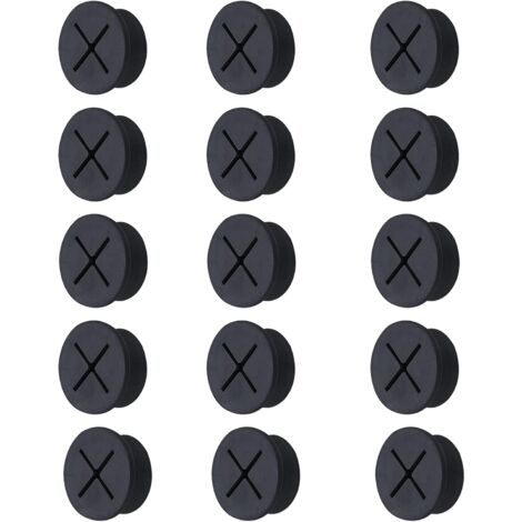 Passe Câble en Silicone, Oeillets de Trou de Câble, Couvercle de Trou de Câble, Câble Oeillet, Passe Câbles en Plastique, Trou Passe Câbles Ronds, pour Les Bureaux Couvercle Trou Rangement, 15 Pièces