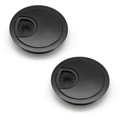 Passe Cable Noble 60 mm Couvercle du Trou de Cable pour Bureaux et Plans de Travail Couleur: Noir Matériau: Alliage de Zinc 2 Pièces -