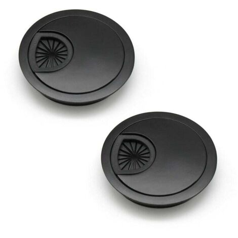 Passe Cable Noble 60 mm  Couvercle du Trou de Câble pour Bureaux et Plans de Travail  Couleur: Noir  Matériau: Alliage de Zinc 2 Pièces -