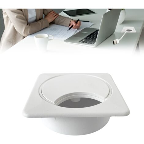 Passe-Câble Pour Bureau en ABS Idéal Pour Tables, Bureaux et Maisons (Blanc, Carré)