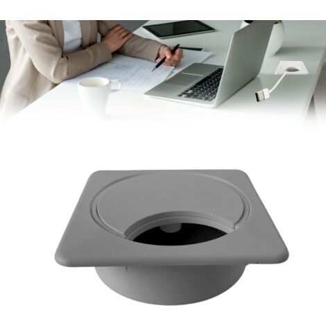 Passe-Câble Pour Bureau en ABS Idéal Pour Tables, Bureaux et Maisons (Gris, Carré)