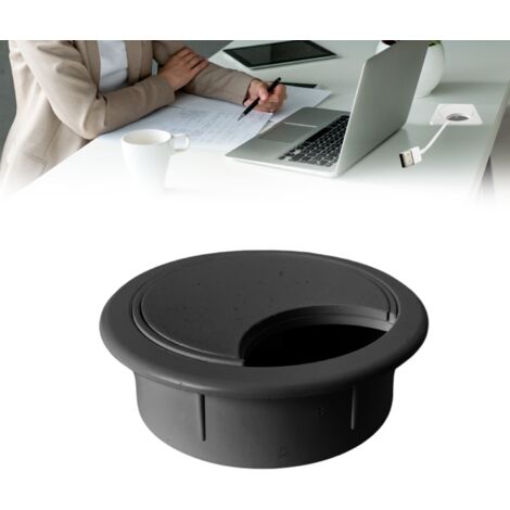 Passe-Câble Pour Bureau en ABS Idéal Pour Tables, Bureaux et Maisons (Noir, Rond)