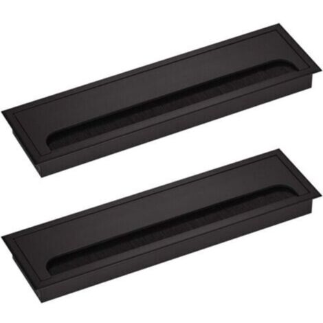 Passe-Câble pour Bureau Rectangulaire 80x 275mm Passe-Câble Presse-étoupe pour Table de Bureau Meubles de Maison CABLE Aluminium Noir Anodisé Carré 2 Pièces