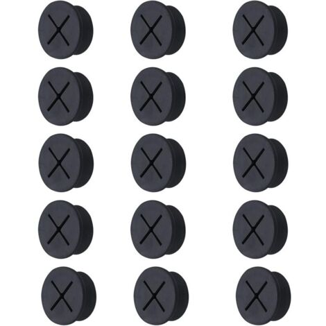 Passe-câble Silicone 15 Pièces, Oeillets Ronds pour Organisation Bureau