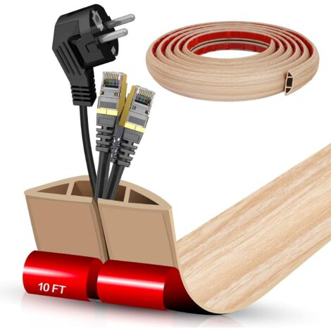 Passe Cable Sol Cache Fil Électrique Sol Auto-Adhésif 3M Petit Canal de câble Flexible pour Le Bureau, Le Concert, etc. Protection des Fil électrique et Prévention des Risques de Trébuchement