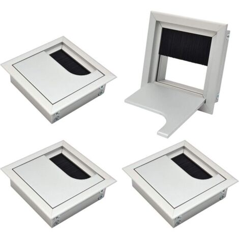 Passe-câble　Couvercle Passe Câbles Fil Carrée 80x 80mm pour Encastrer sur Table de Bureau Organisateur de Cables pour Meuble Aluminium Argent Anodisé Passage de Câble Cache-Câble Lot de 4-RAPANDA