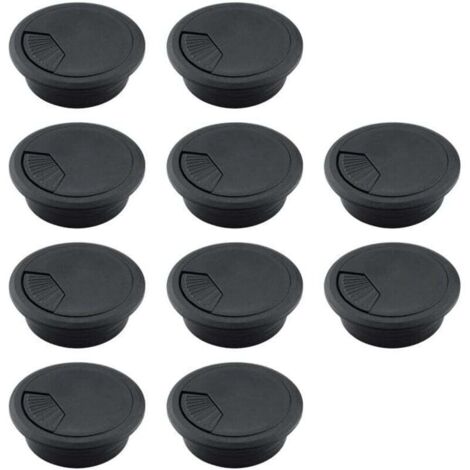 Passe-câbles de bureau, cache-câbles en plastique ABS, organiseurs de câbles réglables et amovibles – Lot de 10, 50 mm, noir