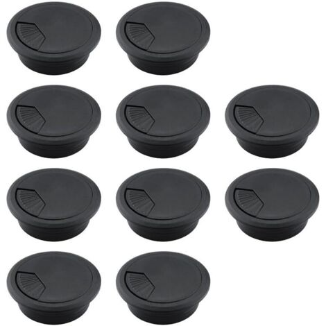Passe-câbles de bureau, cache-câbles en plastique ABS, organiseurs de câbles réglables et amovibles – Lot de 10, 60 mm, noir