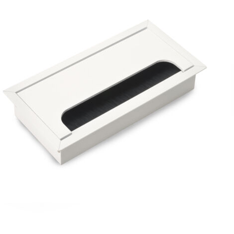 Passe-câbles de table Emuca Quadrum, rectangulaire, 159x80mm, à encastrer, Aluminium, Peint en blanc