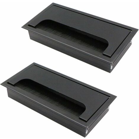 Passe Câbles Encastrables Bureau 2 Pièces en Alliage d'aluminium 160 mm  80 mm Avec Joint Brosse pour Bureaux Rangement et Organisation des Fils Accessoires de Bureau Robuste et Durable.,