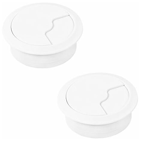 Passe-câbles  OFFICE  Prise de câble Ø de perçage 60 mm  2 Passe-câbles ronds sans fil  Plastique Blanc  Passe-câbles à enfoncer  Goulotte de bureau - Passe-câbles