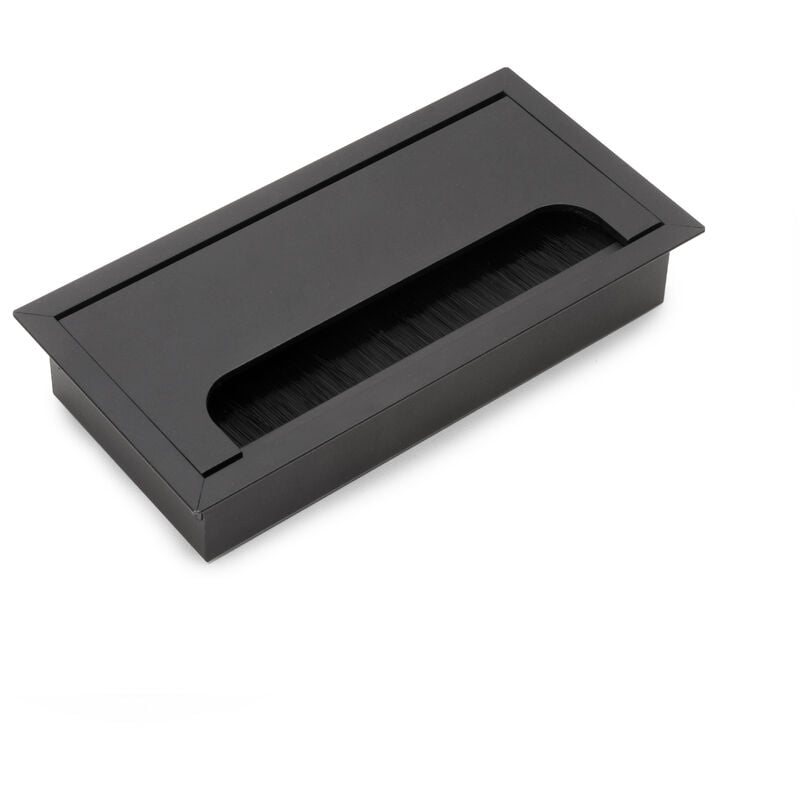 Passe-câbles de table Emuca Quadrum, rectangulaire, 159x80mm, à encastrer, Aluminium, Peint en noir
