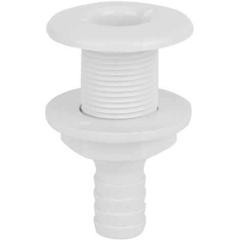 passe coque 19mm Yctze pour boat drain pour passe coque bateau Raccords d'échappement en plastique marin à travers la coque 3/4 po Bouchon de sortie de vidange de bateau blanc Raccord à travers la co