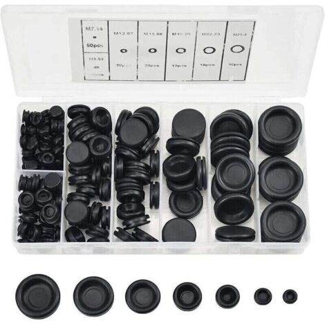Passe Fils Caoutchouc à 7 Tailles Bouchons en Caoutchouc, Bouchon de Trou Avec Boîtier D'organisateur Kit de Joint de Bague de Fil électrique pour Voiture D'eau Pompe 170 Pcs