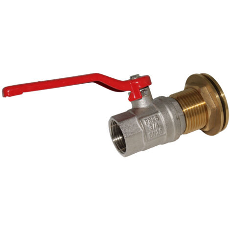 Passe-paroi mâle 1" - femelle 3/4" avec vanne 1/4 de tour laiton