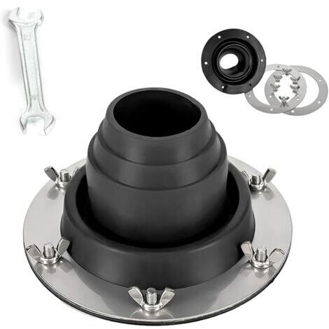 Passe-tuyau de poêle pour tente, four de tente Hot Tent Stove Jack en silicone résistant à la chaleur et base en acier inoxydable, manchon de toit pour réchaud de camping