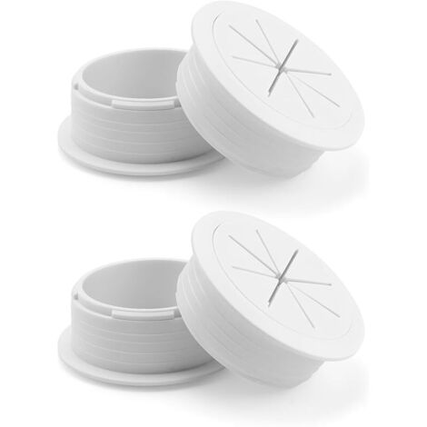 PasseCâble Ø 60 mm, 4 Pièces PasseFil Bureau Blanc, Trous de Câbles pour Bureaux d'ordinateur