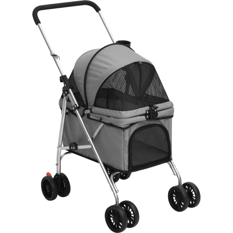Vidaxl Passeggino Cani Pieghevole Grigio 76x50x100cm Tessuto Oxford
