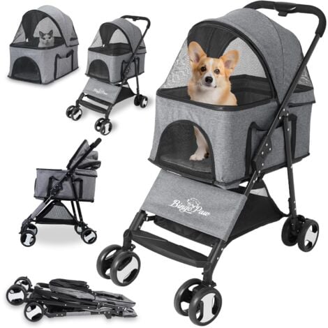 Il numero 1 del risparmio-PASSEGGINO PER ANIMALI DOMESTICI PIEGHEVOLE,  CARRELLO PER CANI, GRIGIO, 75 X 45 X 97CM