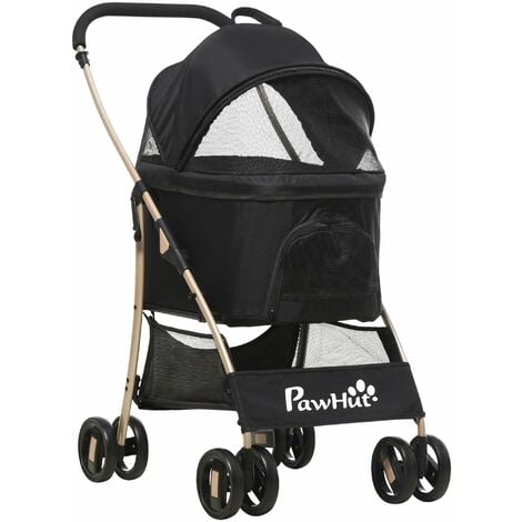 VEVOR VEVOR Passeggino per Cani 3 Ruote con Parapioggia, Passeggino per  Animali Portata 16 kg ca., Passeggino per Animali Domestici con Cestello  Portaoggetti, Carrello Pieghevole per Gatti Cani Colore Nero