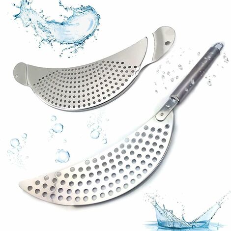 Passoire à casserole en acier inoxydable avec poignée, passoire à pâtes en acier inoxydable 2pcs, vidange facile, durable, passe au lave-vaisselle, convient à tous les pots et bols