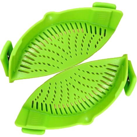 Passoire à Clip en Silicone Filtre à pâtes à Clipser Entonnoir pour Casserole Gadgets de Cuisine,égouttoir pour Spaghetti,pour Pâtes,Légumes,Nouilles,Casseroles2 pièces (Vert)