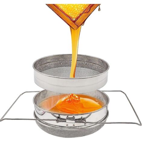 Passoire à miel réglable en acier inoxydable pour l'apiculture - Double tamis et filtre avec poignée