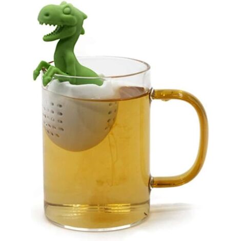 Passoire à thé dinosaure (verte), passoire à thé en silicone perméable, infuseur à thé, filtre à thé, dinosaure à thé amusant