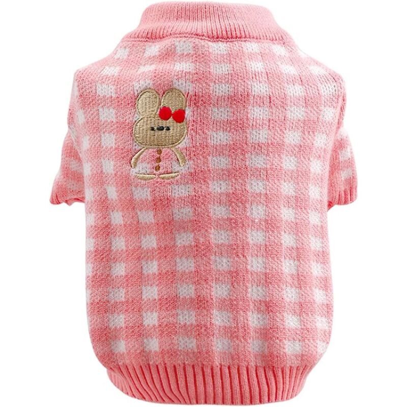 Pull en tricot pour animaux de compagnie (plaid rose S)