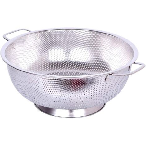 Passoire - Acier Inoxydable 304 - 5 Quarts - Trous Micro-Perforés - Base Anneau Stable - Poignées Renforcées - Pour Pâtes Légumes Fruits Salades