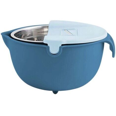 Passoire avec bol mélangeur 9 en 1 pour passoire de cuisine Bol passoire rotatif à double couche avec trancheuse 4 pintes