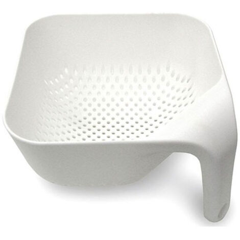 Passoire carrée White JosephJoseph Joseph - Passoire ergonomique avec poignée verticale antidérapante, lavable au lave-vaisselle, design compact et moderne.