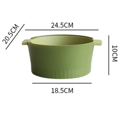 Passoire de Cuisine à Double Couche Détachable, Grande Capacité Profonde, Set de Passoires en Plastique Vert pour Égouttage